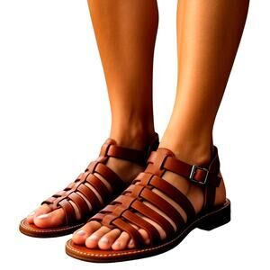NWT Time & True 10 Flat Brown Women's Sandal Shoe New With Tags